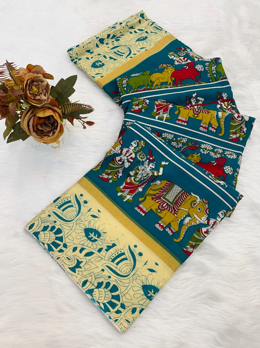 DOLA SILK ZARI FLORAL PRINT WITH JACQUARED BORDER