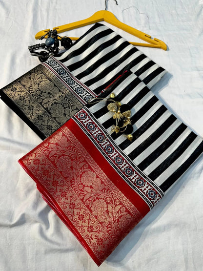 Dola Silk Saree With Jacquard Gap Bodar desgin print