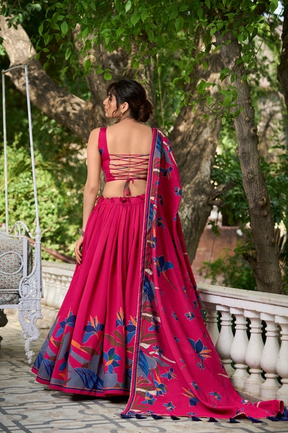 Elegant Floral Print Lehenga Choli with Dupatta Floral Ethnic Lehenga Set – Perfect for Celebrations & Occasions