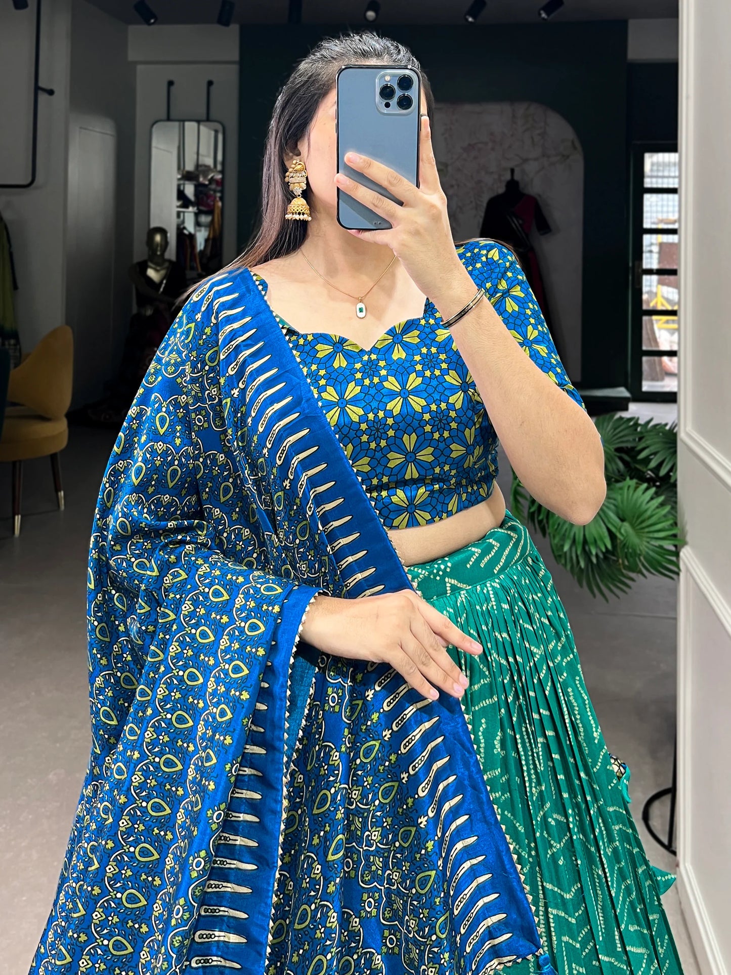 Elegant Tussar Silk Lehenga Choli with Bandhani & Patola Print