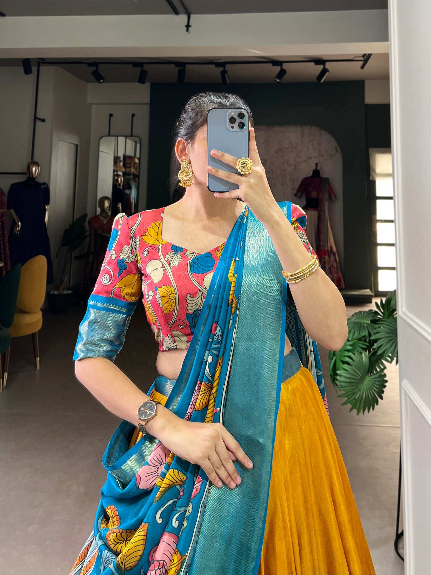 Tussar Silk Lehenga Choli | Patola Print Adorned with Foil Work for Women