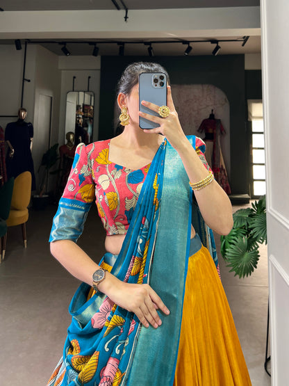 Tussar Silk Lehenga Choli | Patola Print Adorned with Foil Work for Women