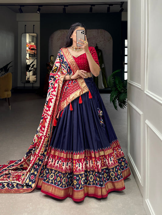 Patola Printed Foil Work Tussar Silk Lehenga Choli