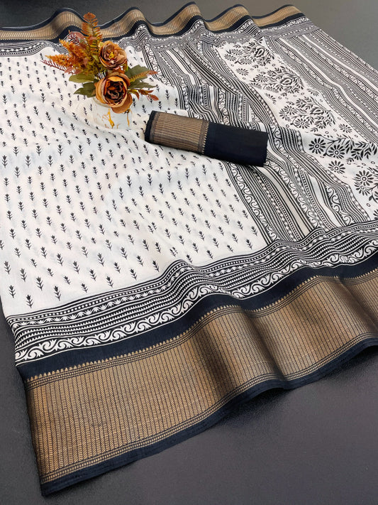 FANCY DOLA DESIGNER FLORAL PRINT WITH JACQUARD BORDER