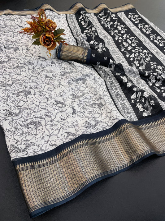 FANCY DOLA DESIGNER FLORAL PRINT WITH JACQUARD BORDER