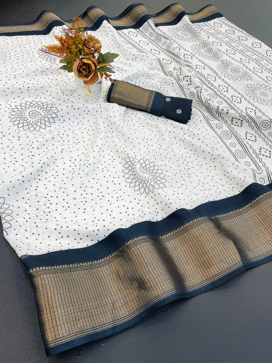 FANCY DOLA DESIGNER FLORAL PRINT WITH JACQUARD BORDER