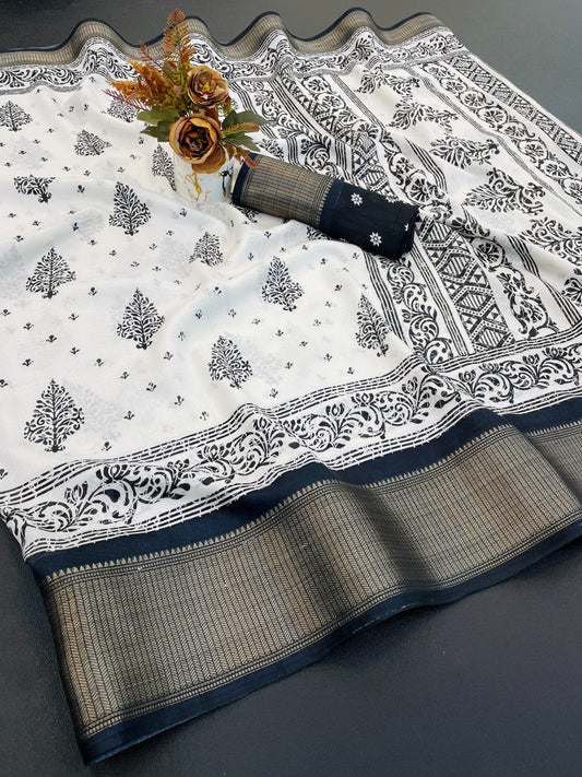 FANCY DOLA DESIGNER FLORAL PRINT WITH JACQUARD BORDER