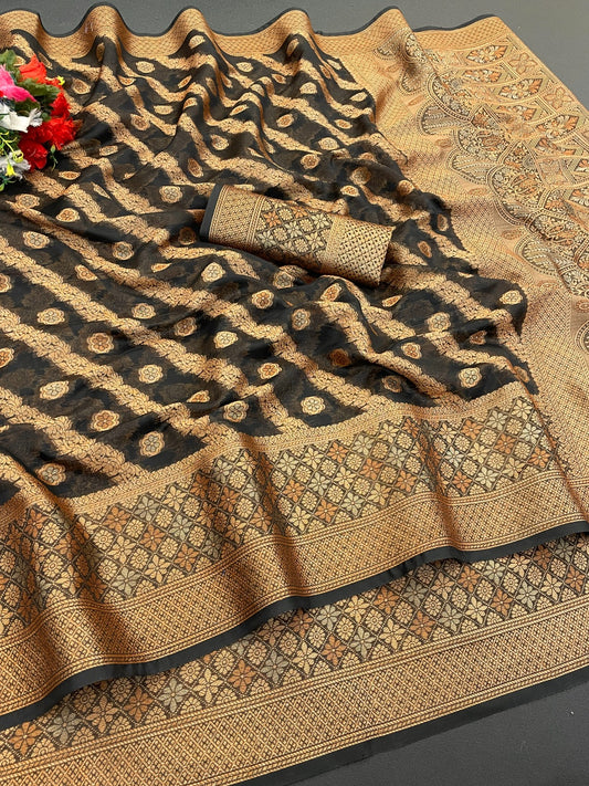 Organza Silk Saree for Women with Trendy Wedding Style in Cotton, Fancy, Art Silk, and Soft Silk Saree