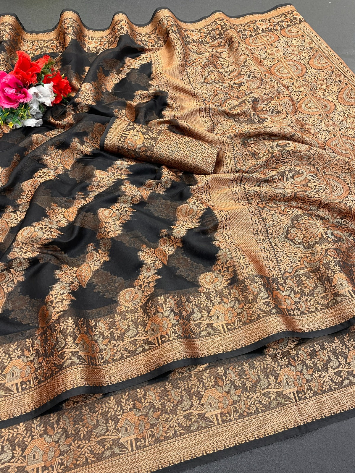 Organza Silk Saree for Women with Trendy Wedding Style in Cotton, Fancy, Art Silk, and Soft Silk Blend Saree