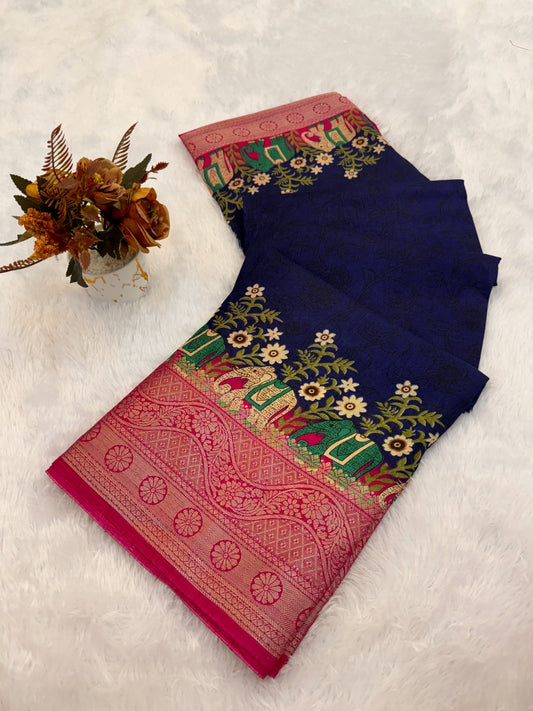 Dola silk soft smooth saree with beautiful design…