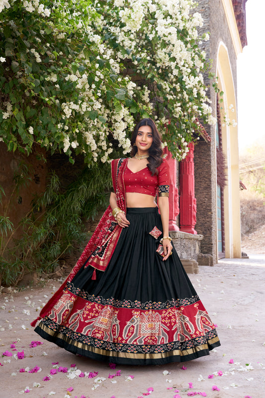 Patola Printed Tussar Silk Lehenga Choli Set with Dupatta Festive Special