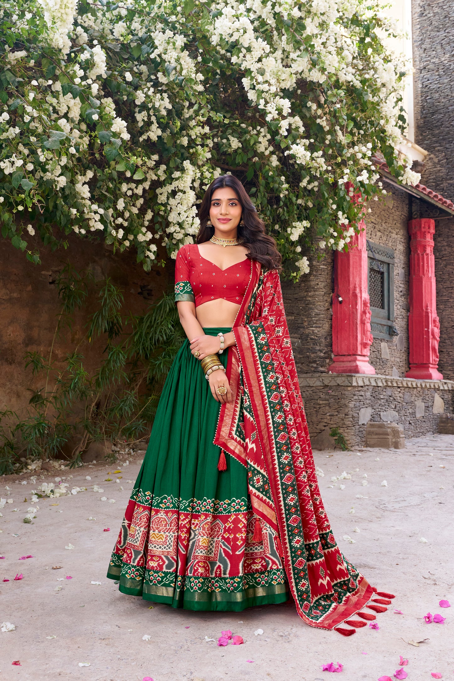 Patola Printed Tussar Silk Lehenga Choli Set with Dupatta Festive Special
