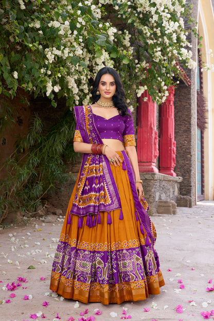 Patola Printed Tussar Silk Lehenga Choli Set with Dupatta Festive Special