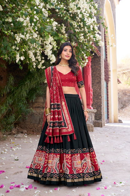Patola Printed Tussar Silk Lehenga Choli Set with Dupatta Festive Special