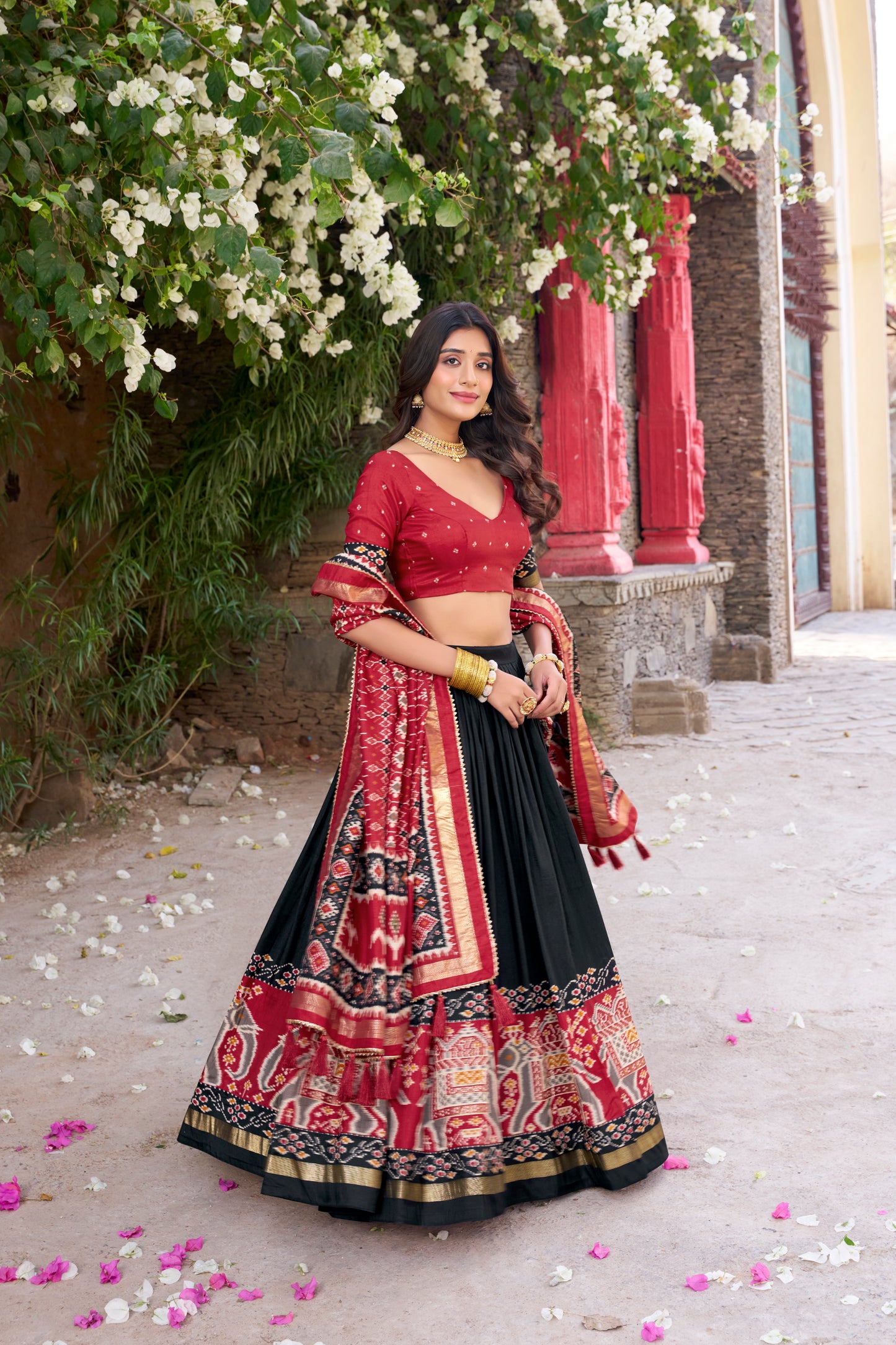 Patola Printed Tussar Silk Lehenga Choli Set with Dupatta Festive Special
