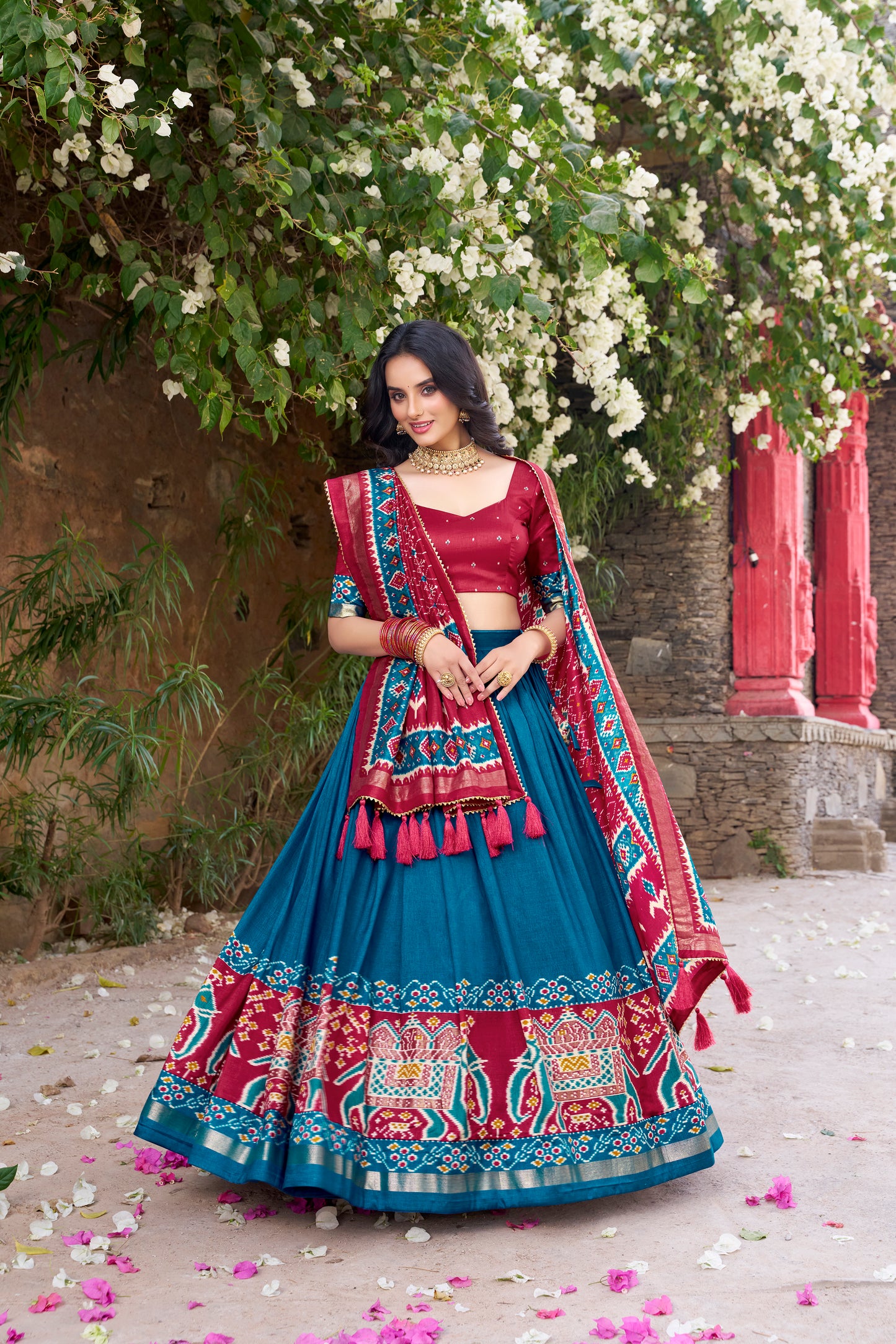 Patola Printed Tussar Silk Lehenga Choli Set with Dupatta Festive Special