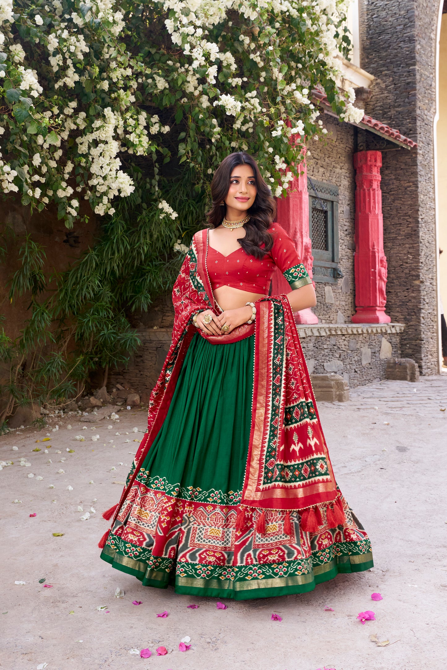 Patola Printed Tussar Silk Lehenga Choli Set with Dupatta Festive Special