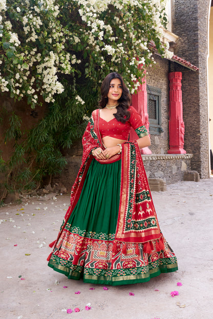 Patola Printed Tussar Silk Lehenga Choli Set with Dupatta Festive Special