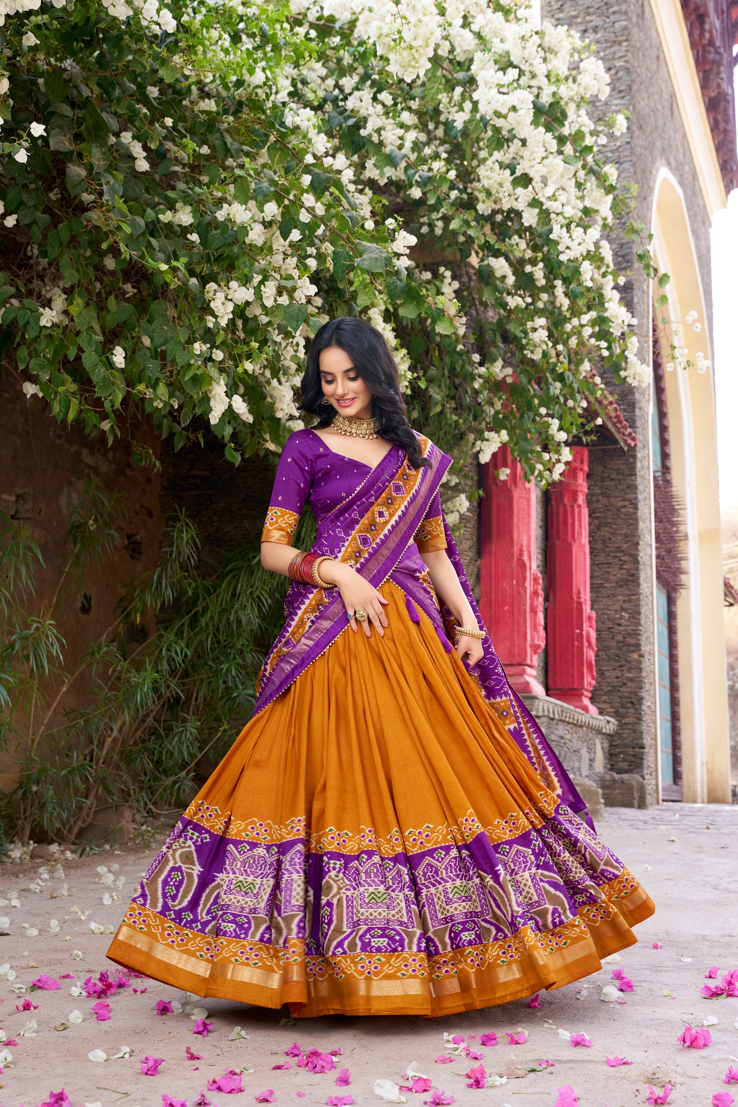 Patola Printed Tussar Silk Lehenga Choli Set with Dupatta Festive Special