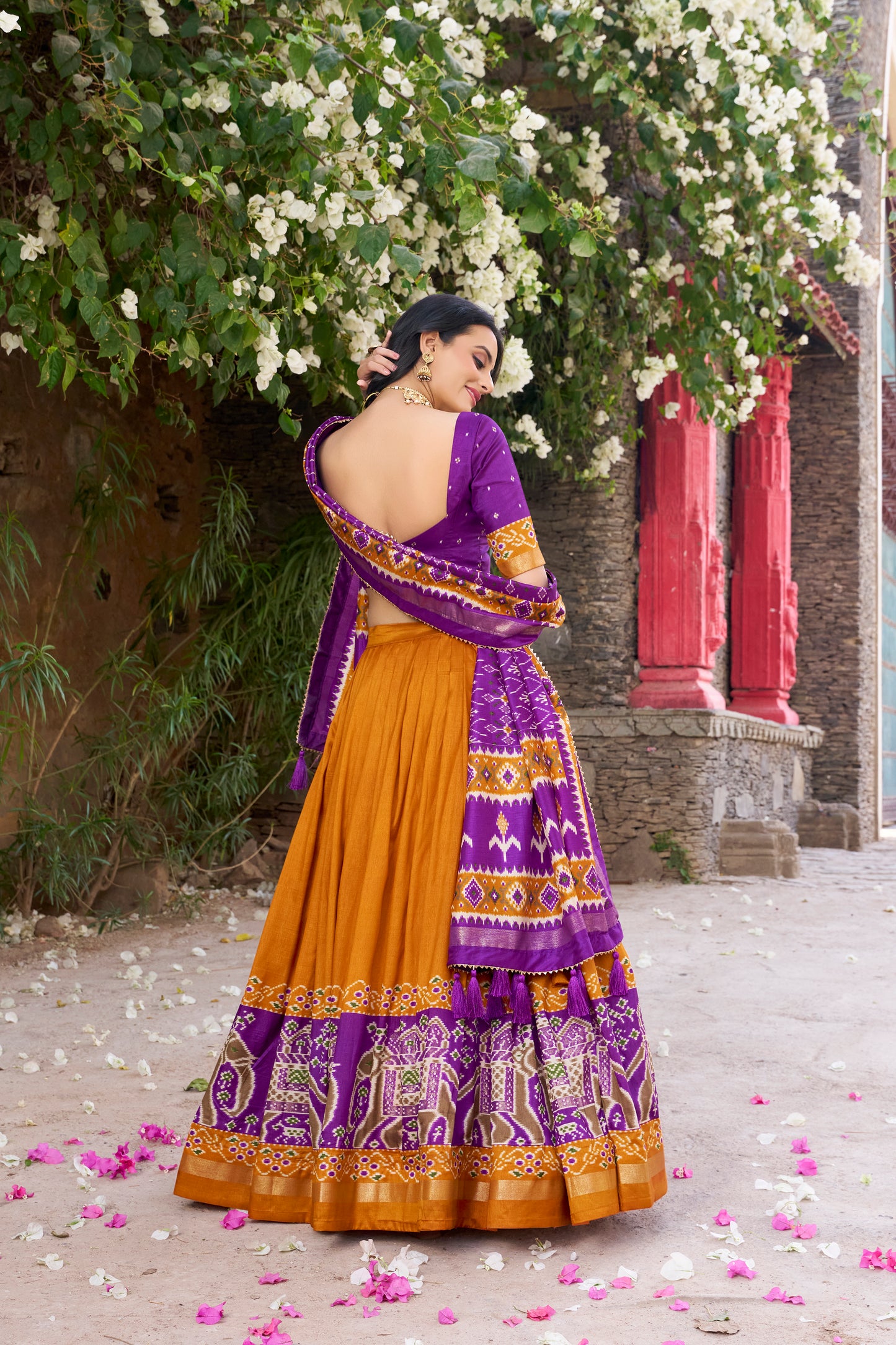 Patola Printed Tussar Silk Lehenga Choli Set with Dupatta Festive Special