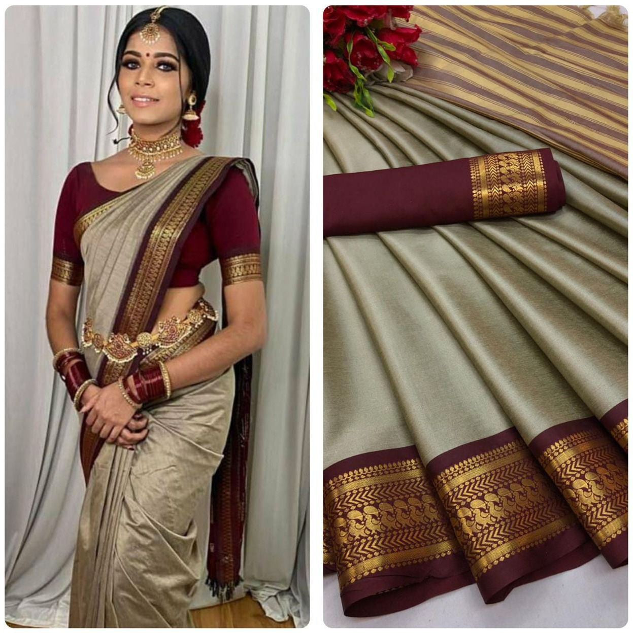 Beautiful animal print zari weaving border
