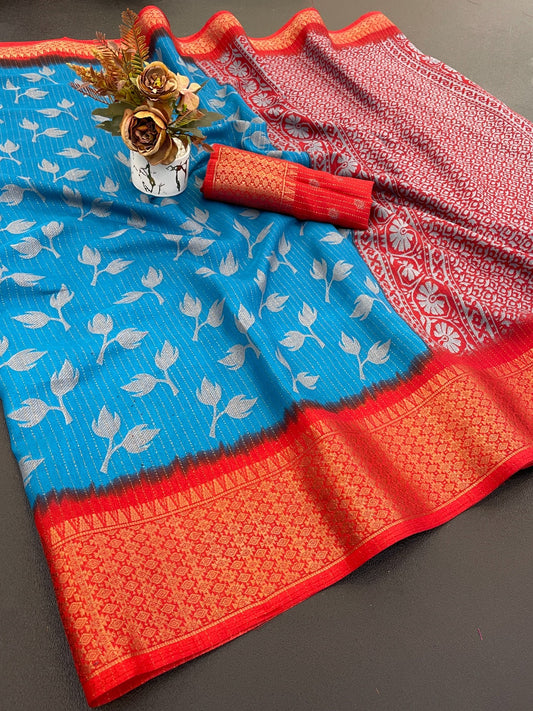 Soft dola saree With Beautiful flower Design…