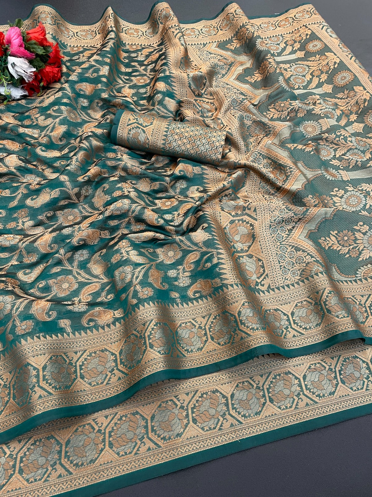 Organza Silk Saree for Women with Trendy Wedding Style in Cotton, Fancy, Art Silk, and Soft Silk Blend Saree