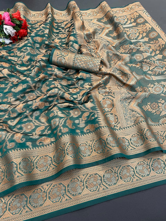Organza Silk Saree for Women with Trendy Wedding Style in Cotton, Fancy, Art Silk, and Soft Silk Blend Saree