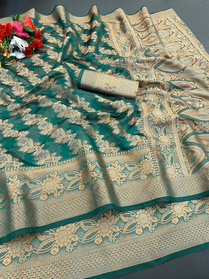 Organza Silk Saree for Women with Trendy Wedding Style in Cotton, Fancy, Art Silk, and Soft Silk Blend Saree