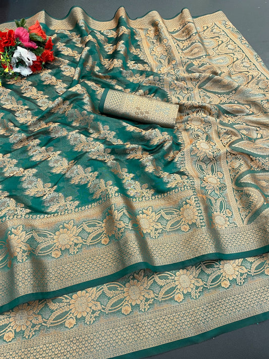 Organza Silk Saree for Women with Trendy Wedding Style in Cotton, Fancy, Art Silk, and Soft Silk Blend Saree
