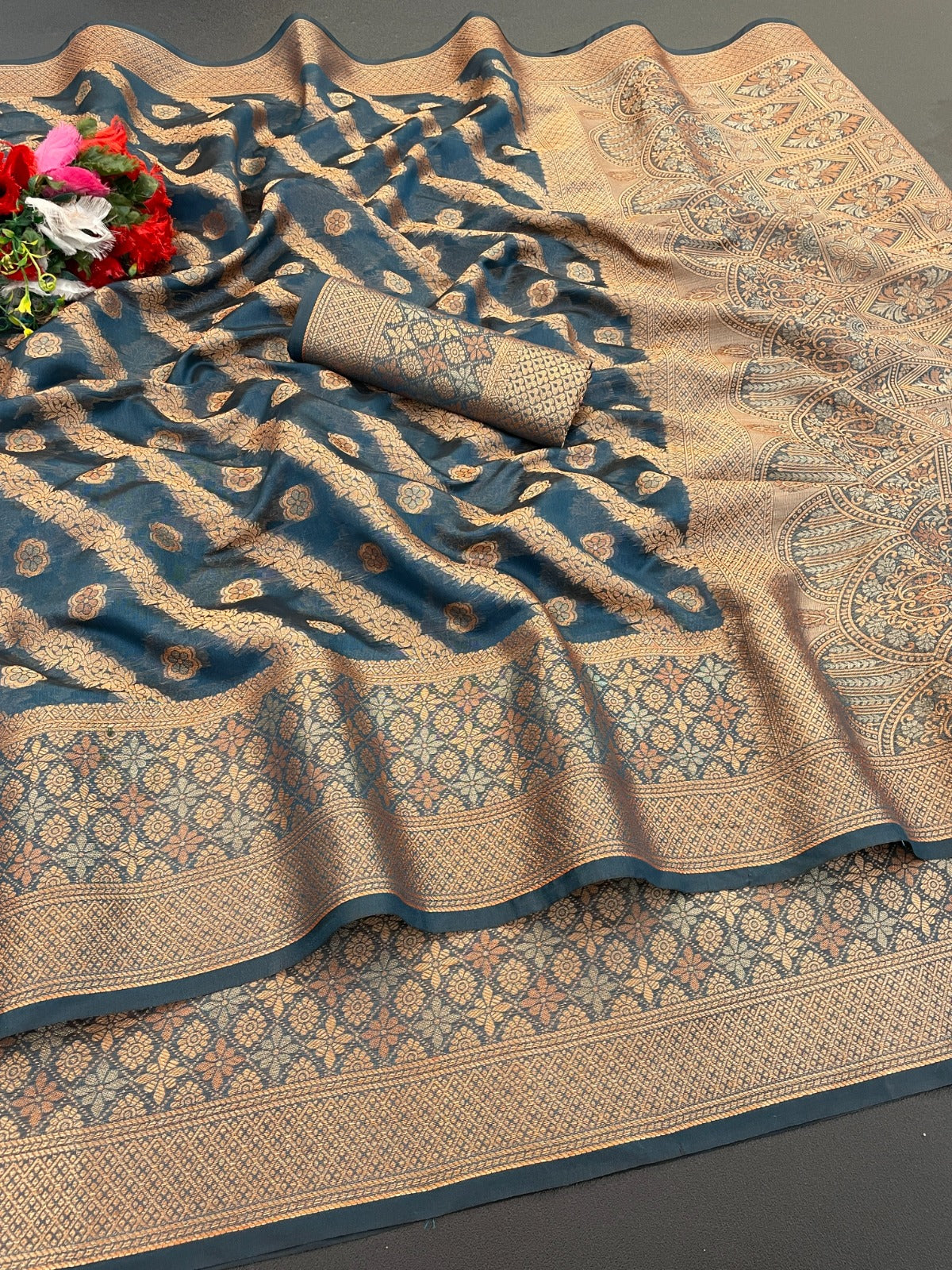 Organza Silk Saree for Women with Trendy Wedding Style in Cotton, Fancy, Art Silk, and Soft Silk Saree
