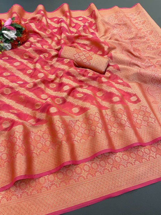 Organza Silk Saree for Women with Trendy Wedding Style in Cotton, Fancy, Art Silk, and Soft Silk Saree