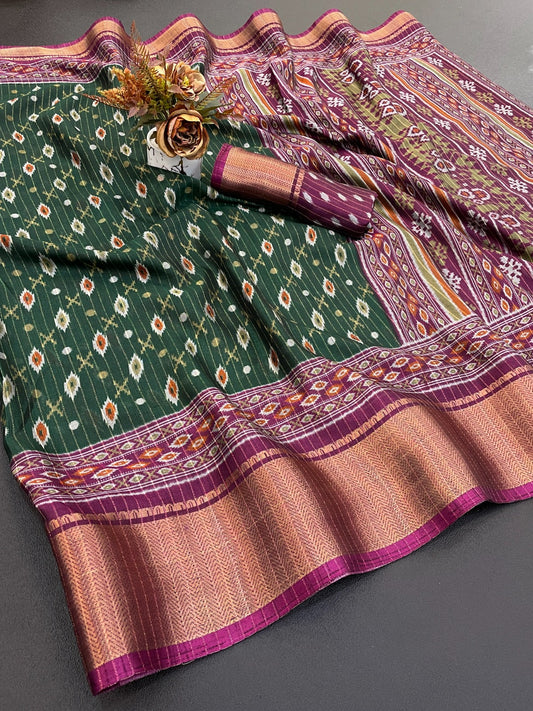 Dola Jaquard Jari Lining Woven Printed Saree With Blouse