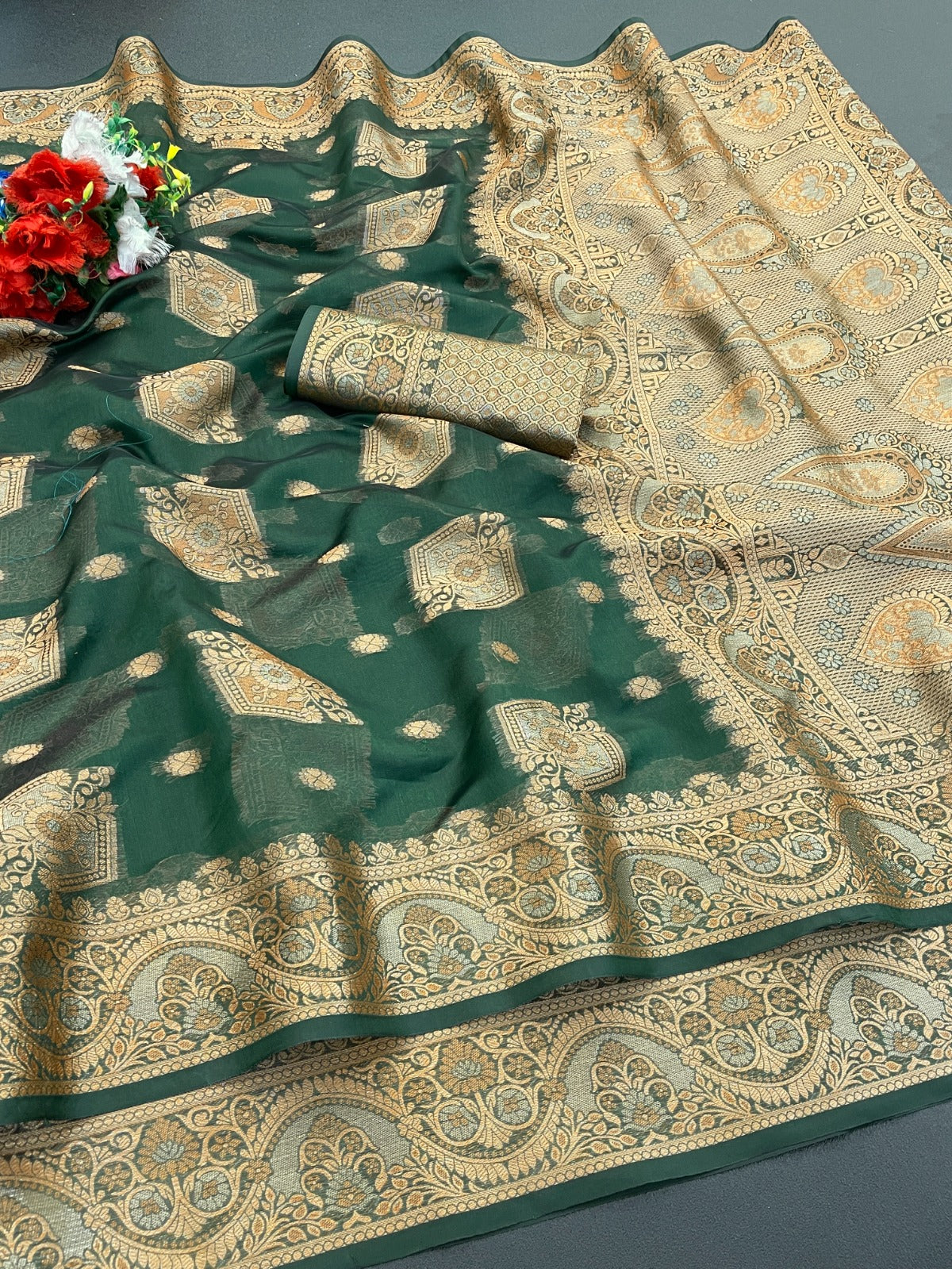 Organza Silk Saree for Women with Trendy Wedding Style in Cotton, Fancy, Art Silk, and Soft Silk Blend Saree