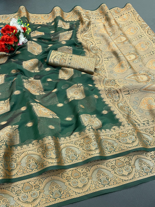 Organza Silk Saree for Women with Trendy Wedding Style in Cotton, Fancy, Art Silk, and Soft Silk Blend Saree