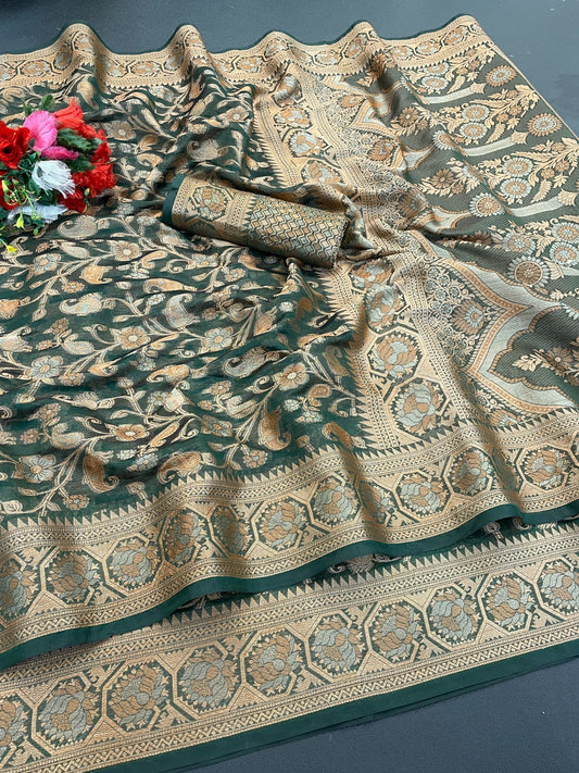 Organza Silk Saree for Women with Trendy Wedding Style in Cotton, Fancy, Art Silk, and Soft Silk Blend Saree