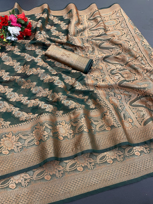 Organza Silk Saree for Women with Trendy Wedding Style in Cotton, Fancy, Art Silk, and Soft Silk Blend Saree
