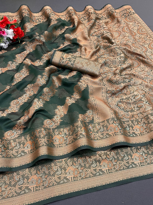 Organza Silk Saree for Women with Trendy Wedding Style in Cotton, Fancy, Art Silk, and Soft Silk Blend Saree