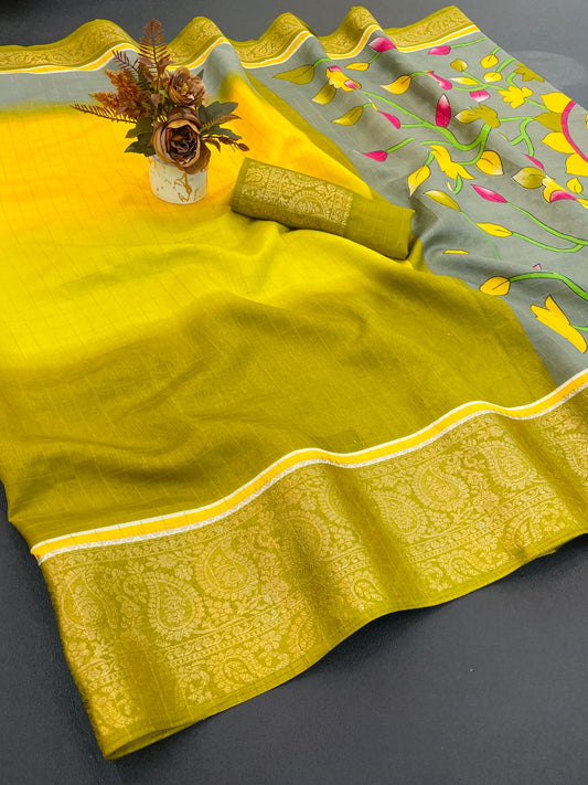 Beautiful rekko silk sarees with all over floral design along with contrast weaving border