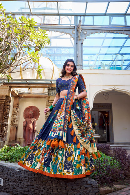 Women's Dola Silk With Kalamkari Print Lehenga Choli Set