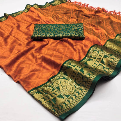 Woven Cotton Silk Saree With Tassels