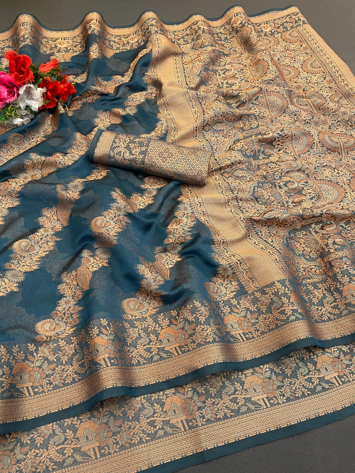 Organza Silk Saree for Women with Trendy Wedding Style in Cotton, Fancy, Art Silk, and Soft Silk Blend Saree