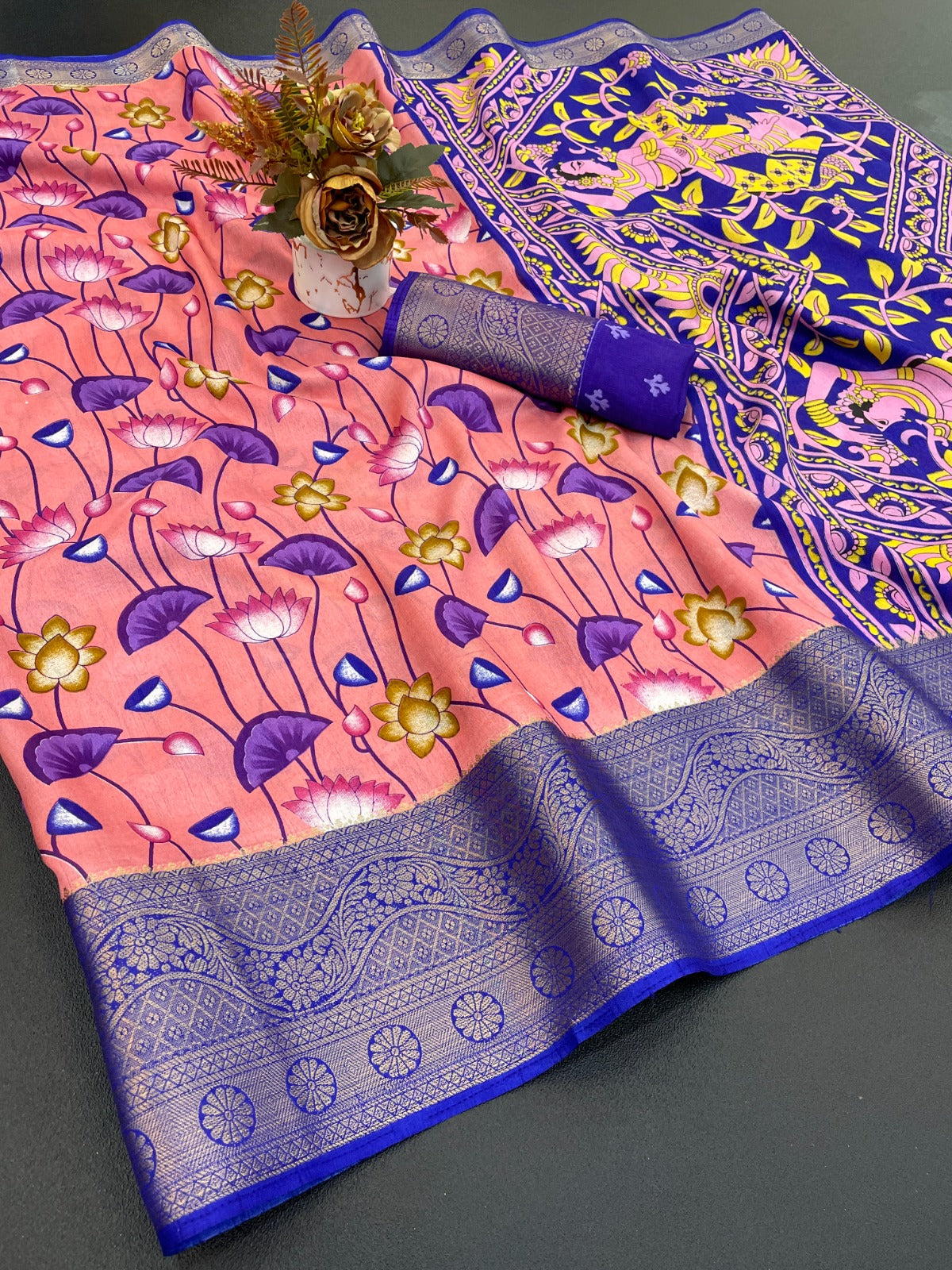 Dola silk saree with beautiful design..