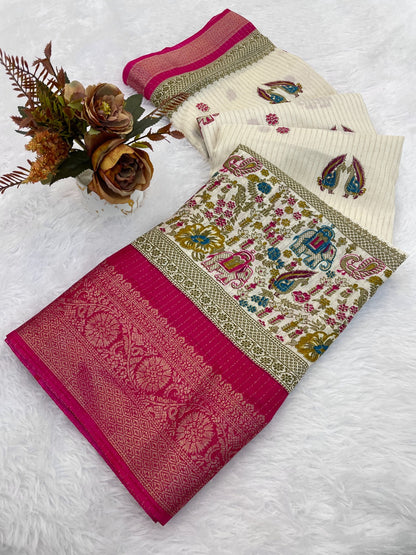 JACURD DOLA PRINT SAREE SILK NEW PRINT DESIGN