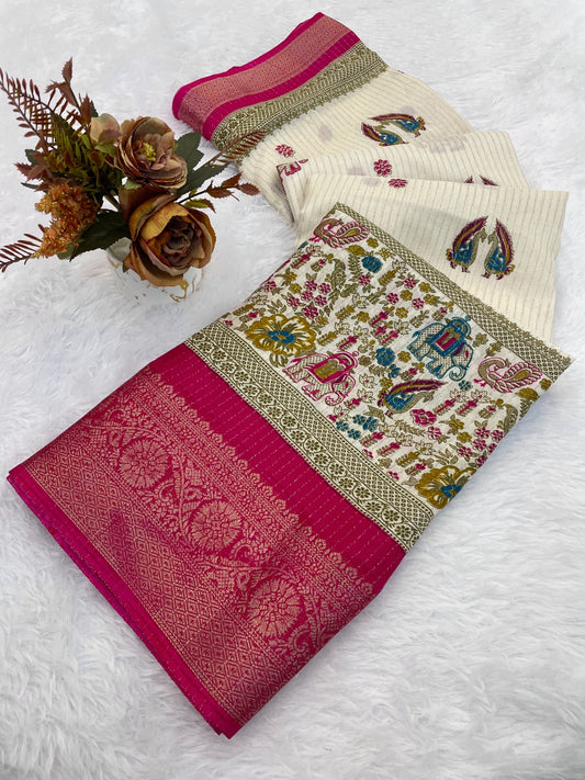 JACURD DOLA PRINT SAREE SILK NEW PRINT DESIGN