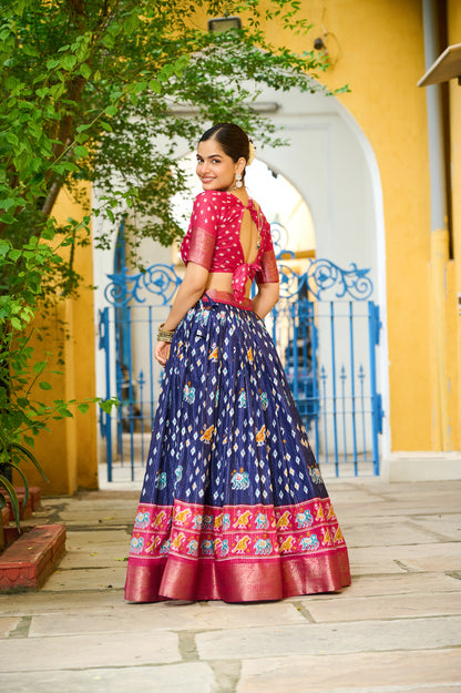 DEIANA'S Jacquard With Jari Lining With Print Lehenga Choli