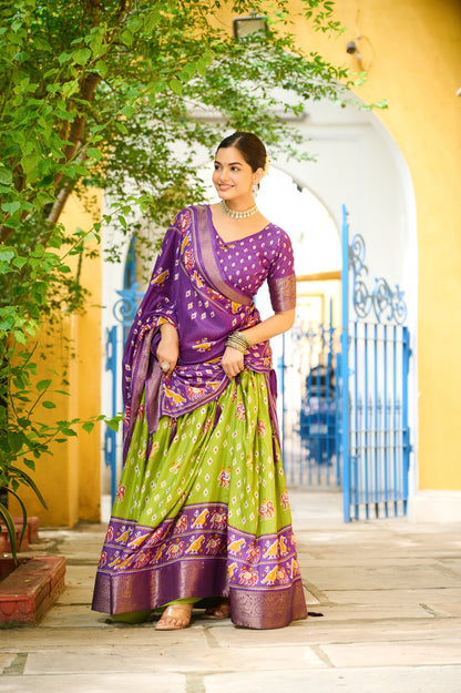 DEIANA'S Jacquard With Jari Lining With Print Lehenga Choli