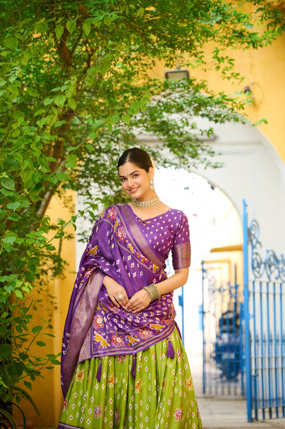 DEIANA'S Jacquard With Jari Lining With Print Lehenga Choli