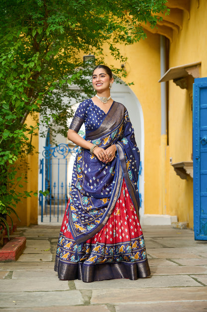 DEIANA'S Jacquard With Jari Lining With Print Lehenga Choli