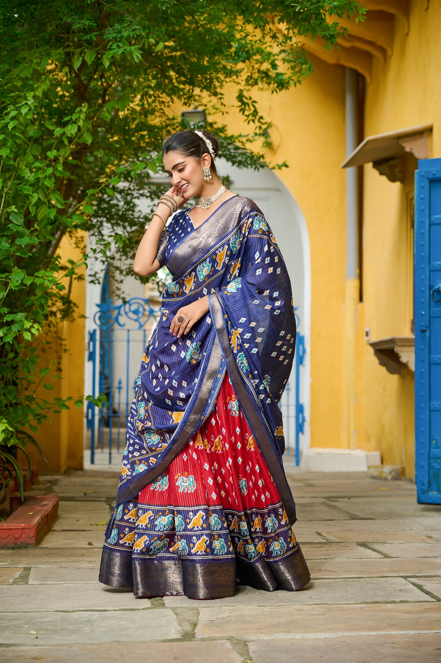 DEIANA'S Jacquard With Jari Lining With Print Lehenga Choli